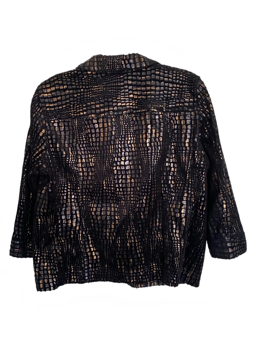 JM Collection Black Gold Burnout Velvet Metallic Jacket 14P Goth Party - Picture 3 of 8